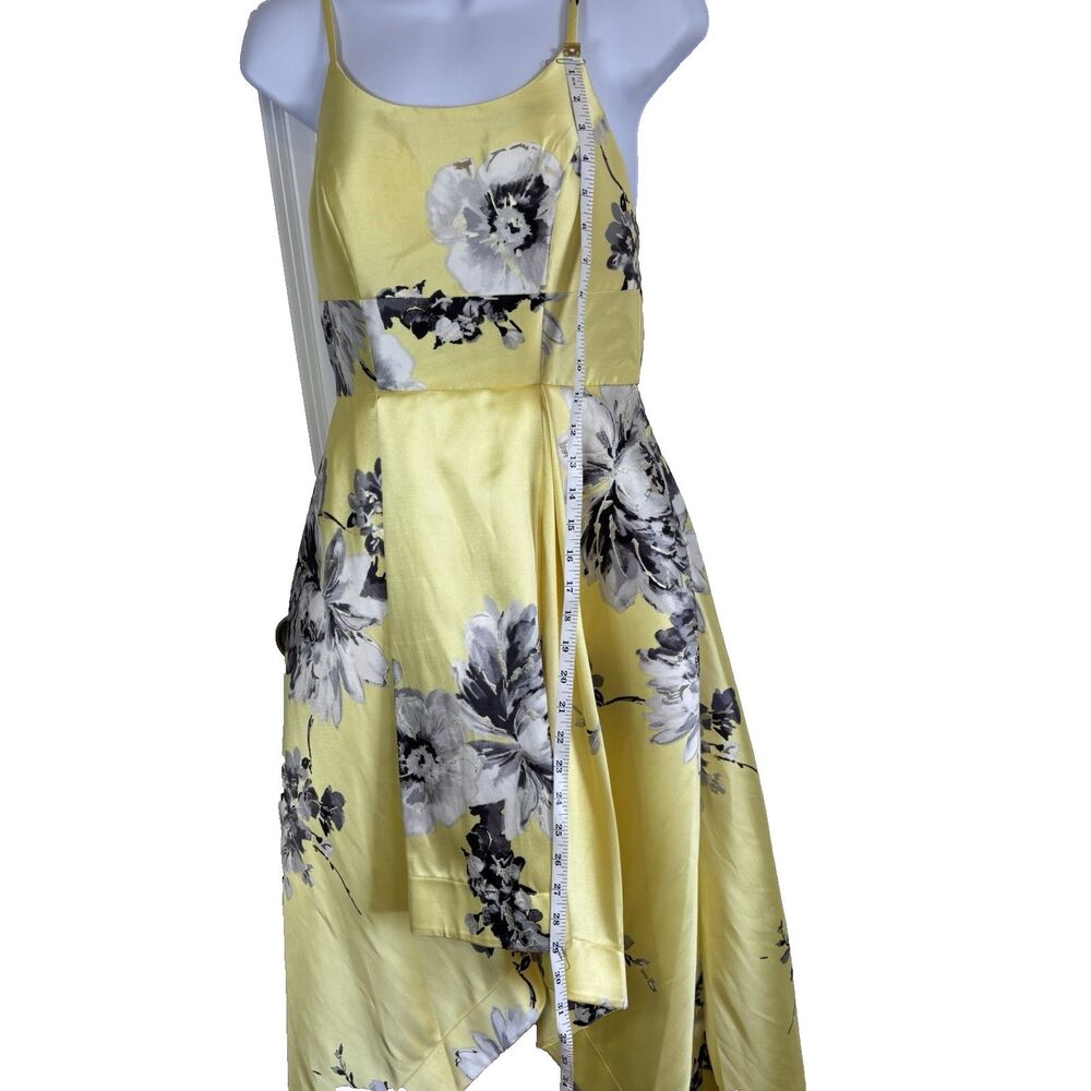 Speechless Yellow Floral High Low Dress Size 5 Spaghetti Strap Prom Formal Satin - Picture 13 of 16